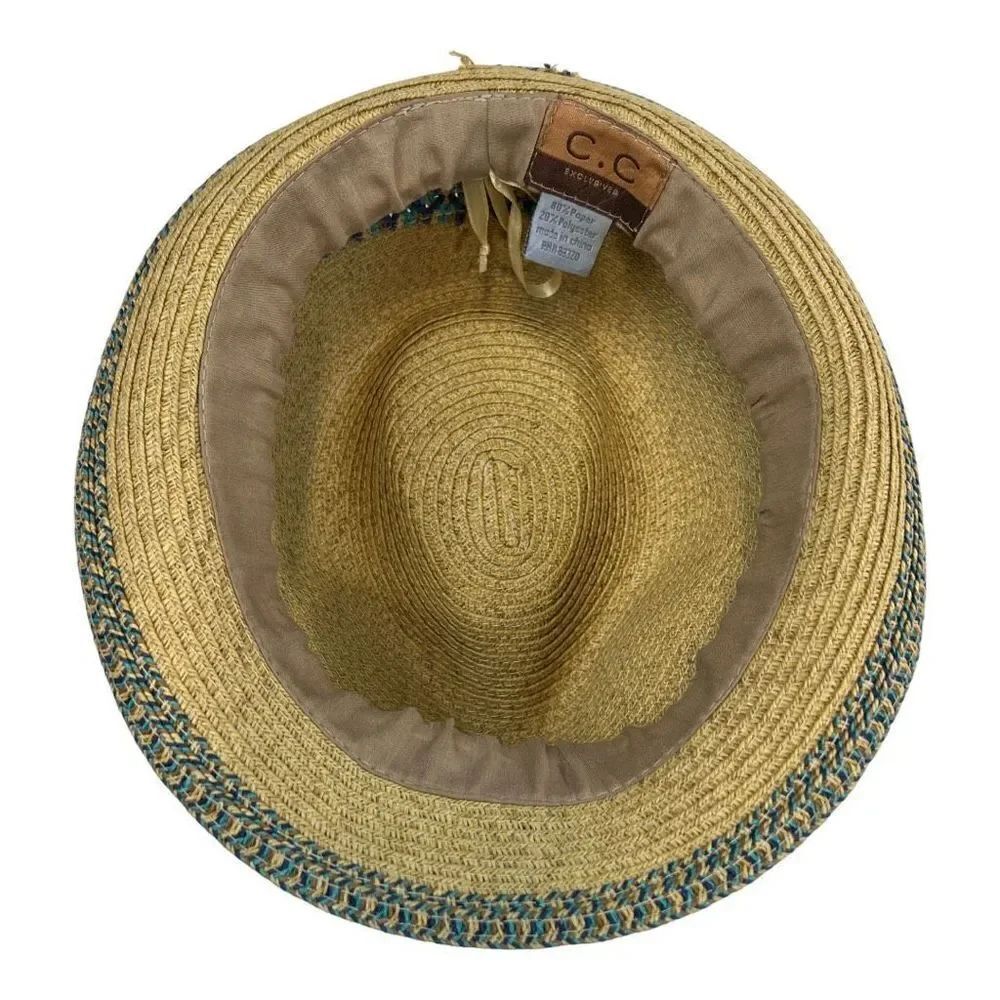C.C Straw Fedora Hat With Color Confetti Band - Picture 6 of 8